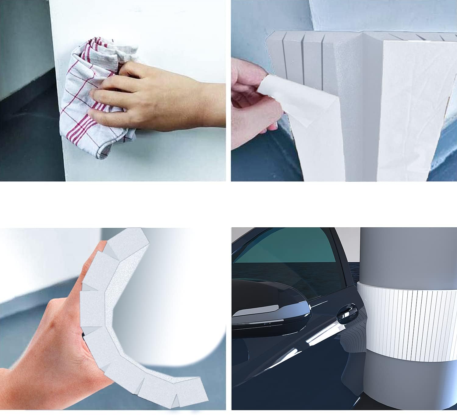 Garage Smith GWP08 Garage Wall Protector Foam Column Corner Guard for Parking Garages - Wall Edge Protector - Corner Edge and Bumper Guards (4-Pack White)