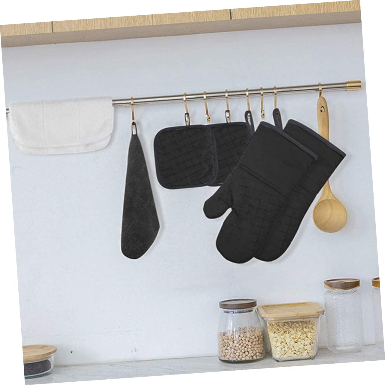 Alipis Ofenhandschuhe Hitzebeständige Küchenhandschuhe für Ofen Mikrowelle mit Aufhängeöse Küchenbedarf und Accessoire