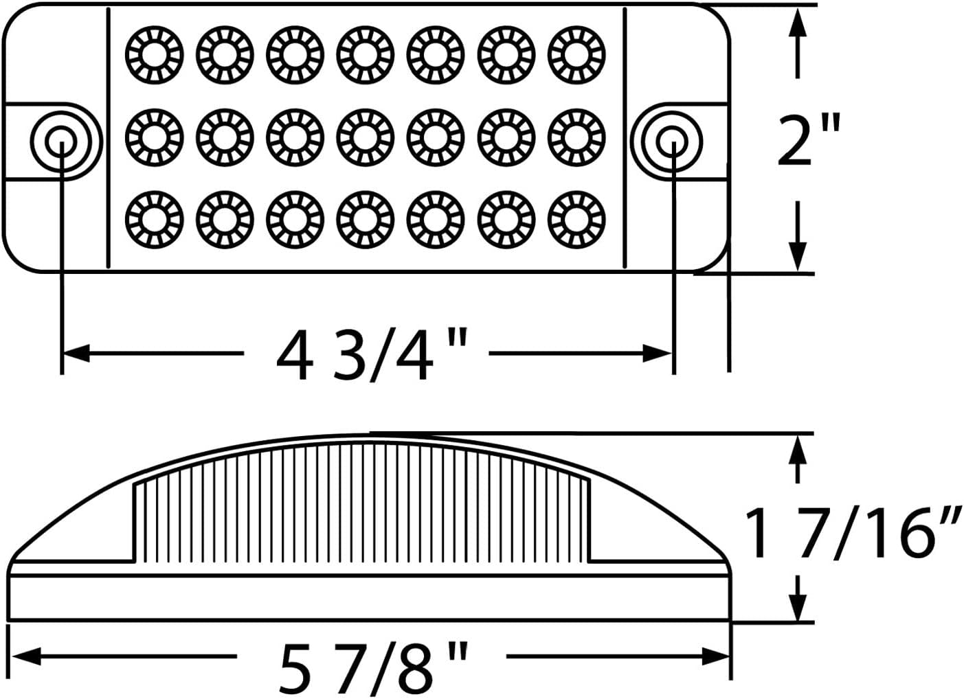 United Pacific 38297 Clearance/Marker Light, Red LED/Clear Lens, Rectangle Design, 21 LED
