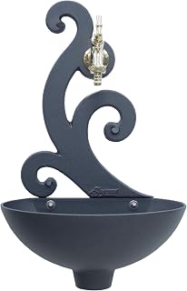 Fonderia Bongiovanni Fuente de jardín | Fuente de pared | Modelo Iris | antracita fundición | sin o con grifo | para casa jardín (con grifo de latón pulido)