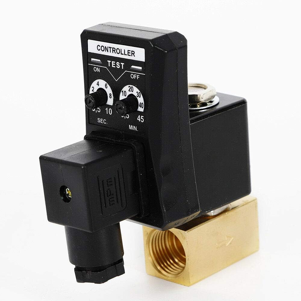Automatic Drain Valve 1/2" Electronic Timed 2 way Direct-acting Air Compressor Gas Tank Drain Valve AC 110V 50Hz (US Stock)