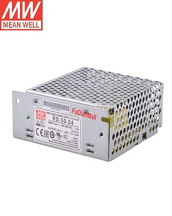 Mean Well 50W Single Output Switching Power Supply 15V 3.4A Power Converter Variable Voltage Enclosed (RS-50-15)