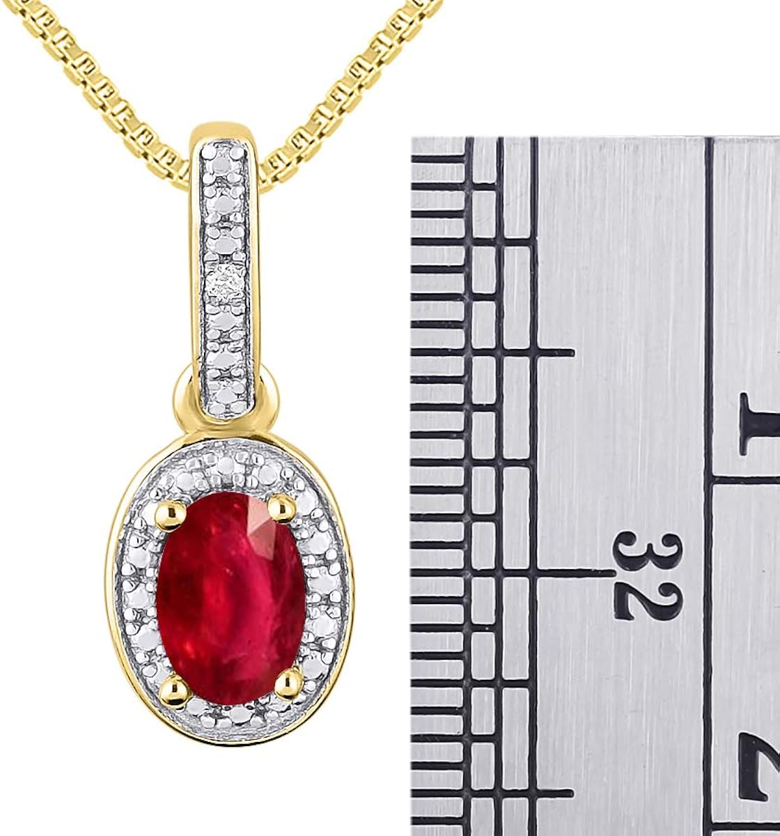 Rylos Simply Elegant Beautiful Red Ruby & Diamond Pendant/Necklace - July Birthstone*, RUBY - July - Image 4