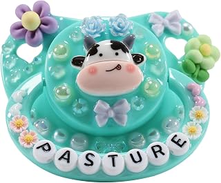 CutiePlusU Adult Sized Pacifier Dummy for Adult-Big Shield DIY Handmade-Cow Green