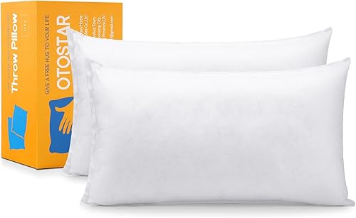 Miniatura 6 de OTOSTAR Juego de 2 rellenos de almohada de 12 x 20 pulgadas, rellenos de almohada rectangulares decorativos, fundas de almohada esponjosas de