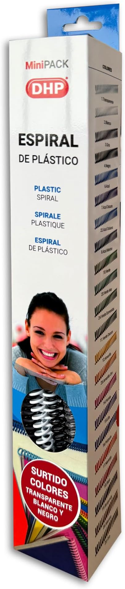 DHP - Spiral Plastic 5:1 20mm A4 Mini Pack Assortment Box 20 Clear Black and White