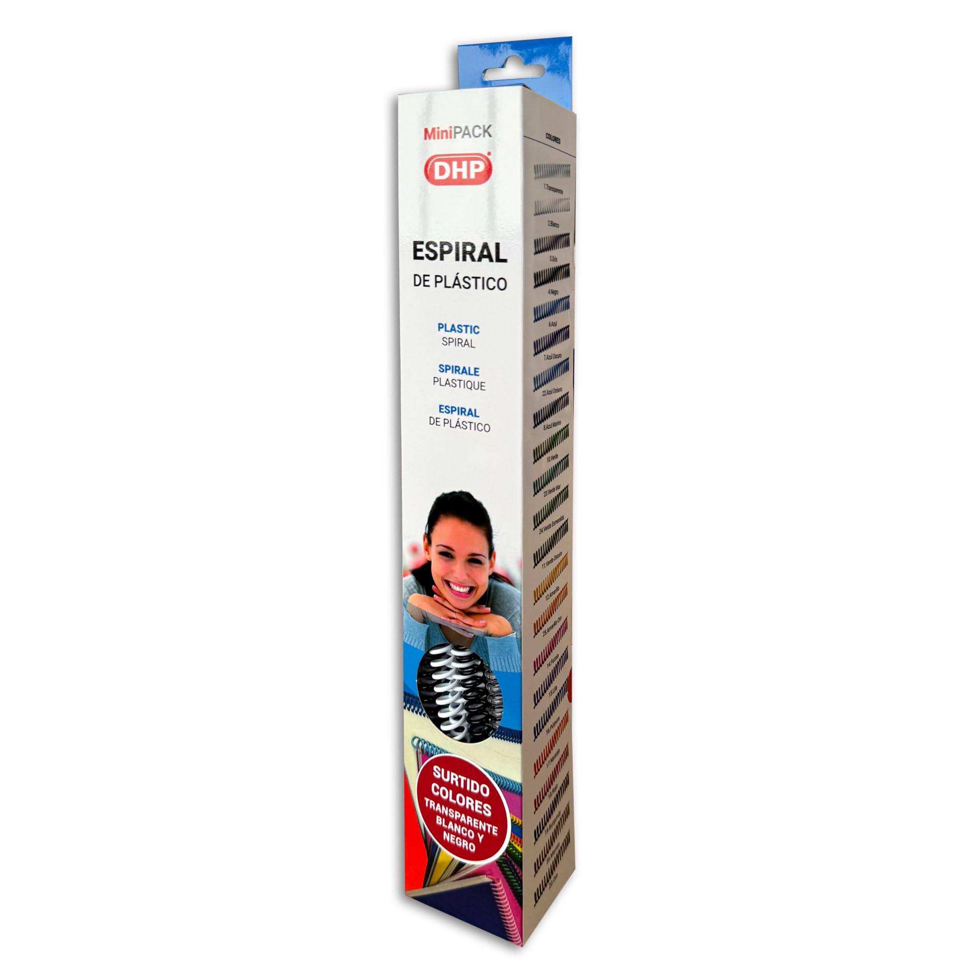 Spirale Plastica 5:1 12 mm A4 MiniPACK Scatola 25 Trasparente Bianco e Nero