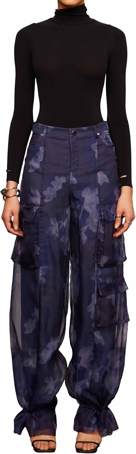 AMUR Womens Bridgette Organza Cargo Pants