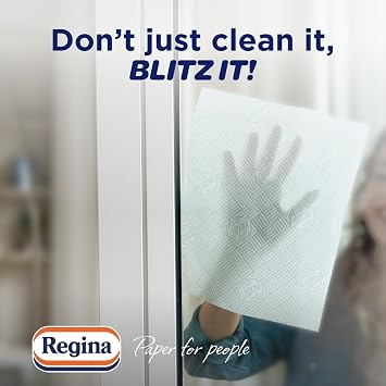 Regina Blitz Plus, 8 Rolls of Household Towel, 3-Ply | 80 Sheets Per Roll, Strength, Paper Towels Made with Virgin Pulp, Paper Packaging, FSC Certified