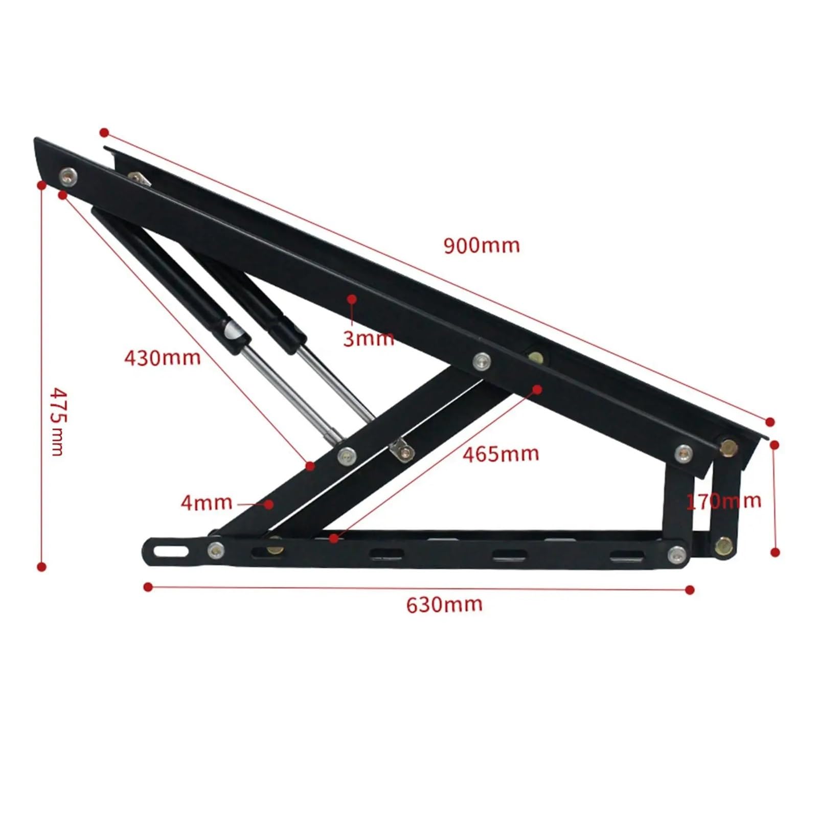 Bisagra de almacenamiento elevable de 2 piezas for cama, herrajes for muebles de bricolaje, mecanismo de almacenamiento for sofá plegable, bisagra con resortes de gas for banco de almacenamiento