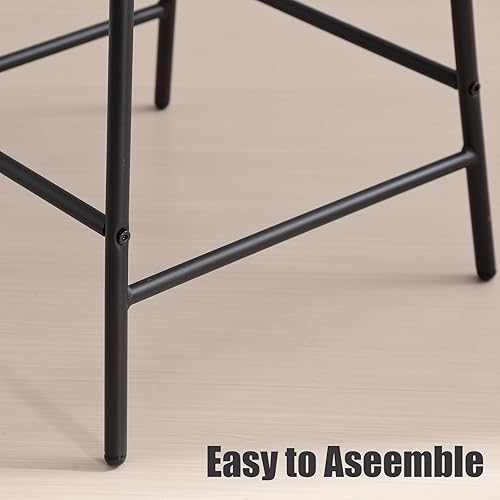 Miniatura 5 de Mid-Century Taburetes de bar de ratán de altura, 26 pulgadas, taburetes tapizados de poliuretano verde con respaldo de bastón, juego de 2