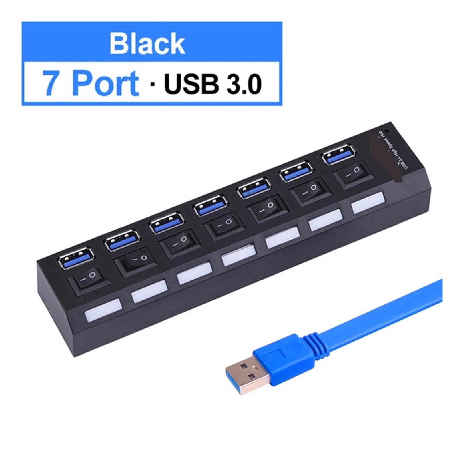 HUB USB 2.0/3.0 Multi 4 7 Porta Con Adattatore Di Alimentazione For Computer PC Accessori For Laptop Splitter Multiple Hab Capacità Di Ricarica Rapida(3.0 7 Port Black)