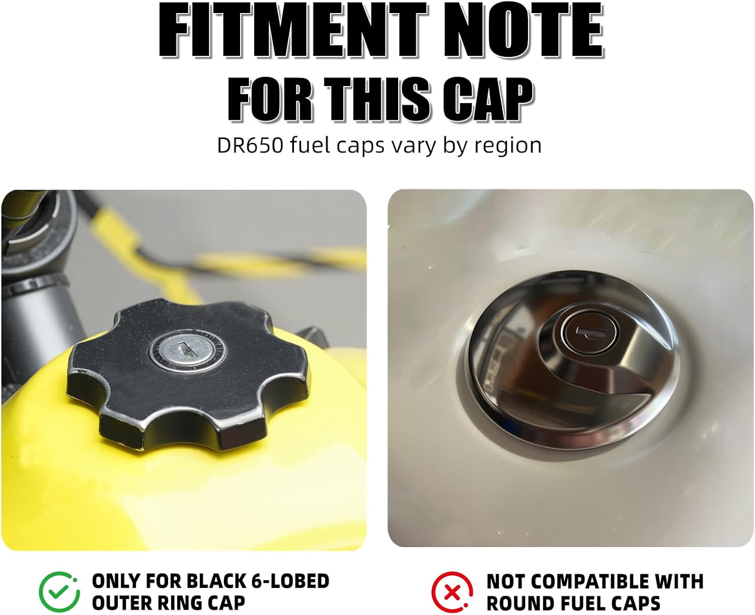NICECNC Tank Cap/Gas Cap Compatible with Suzuki DR650S/SE 1996–2019, Black