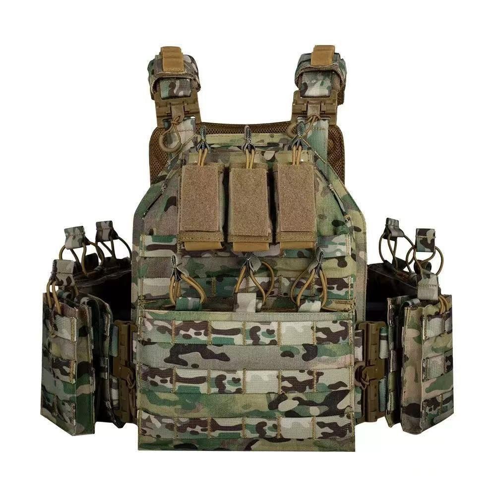 Chaleco Táctico Airsoft,Ajustable con Sistema MOLLE y Liberación Rápida, Chaleco Ligero con Bolsillos Modulares para Entrenamiento Outdoor Senderismo y Paintball