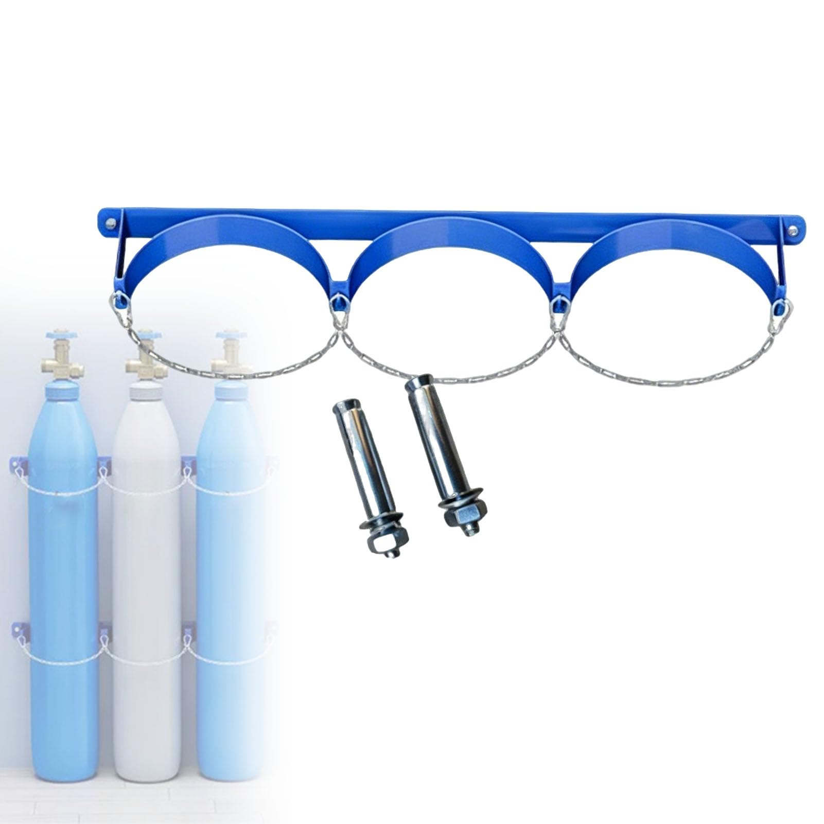 Soporte para Bombonas de Gas Soporte Botellas De Pared para Cilindro con Cadena Protectora y Tornillos,Portabombonas De Gas Interior Exterior Casa Escuela Laboratorio,L 95cm(37 3/8")