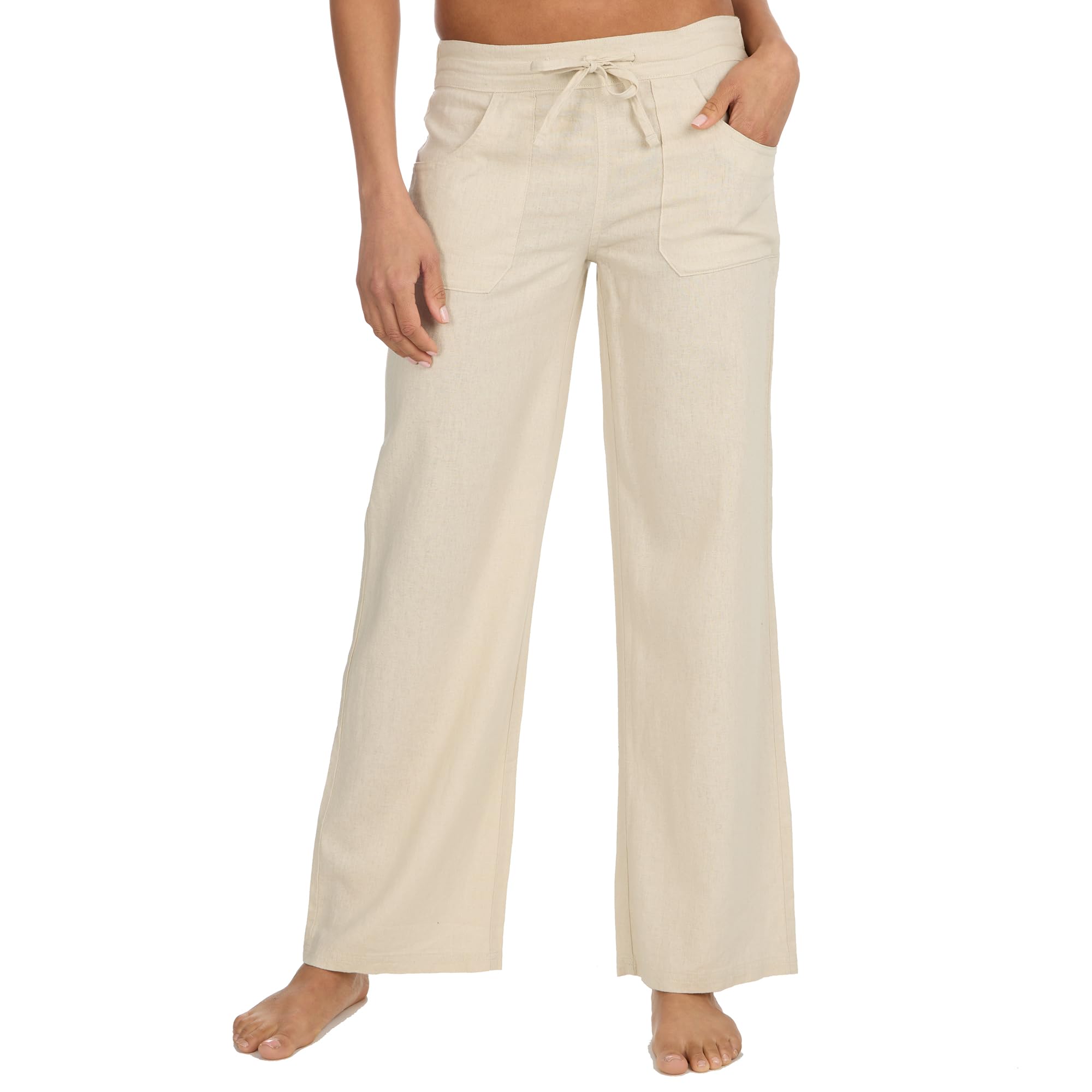 Metzuyan Women's Stone Ws-Ss24 Linen Viscose Blend Long Trousers Summer Longline Pants 20