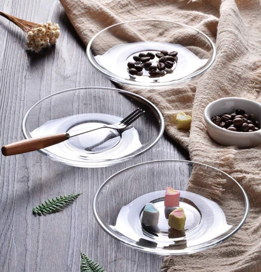 Image of Premium Classic Clear Glass Saucer Set of 6 Only Saucers Without Cup for Serving Tea Coffee Snacks, 120 ml