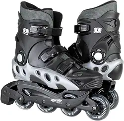 Traxart Patins Inline Spectro Preto com Cinza # 4 = 35/36 para Iniciantes e Usuários Casuais Adultos