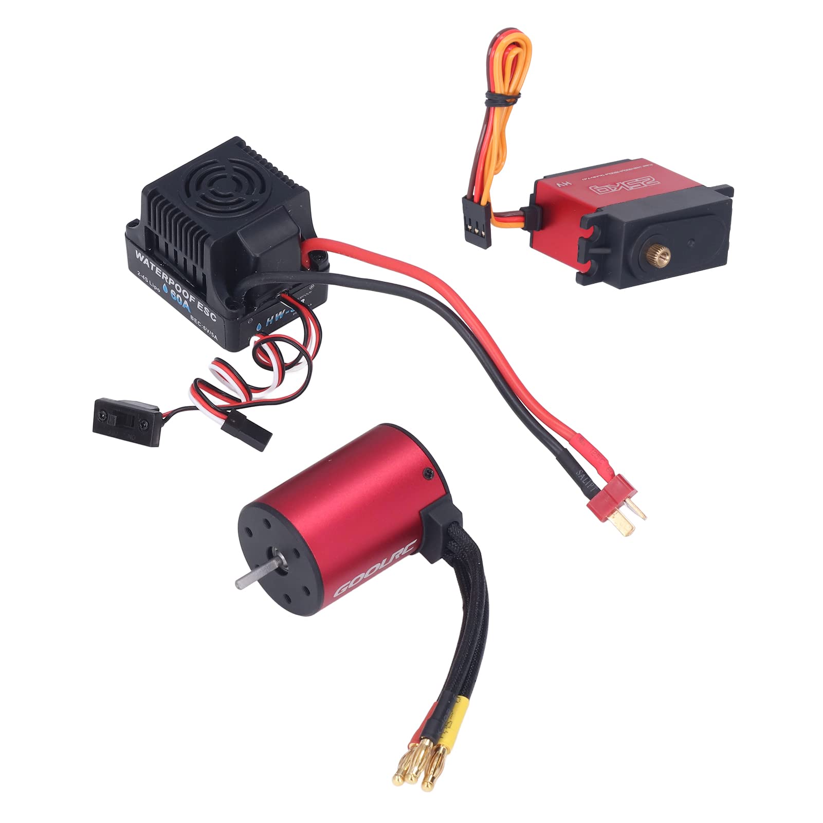 Pwshymi Zestaw Silnika Bezszczotkowego S3650 z Silnikiem 5200KV i 60A ESC do Samochodu 1/10 RC, Stop Aluminium o Wysokim Momencie Obrotowym, Wodoodporna Konstrukcja