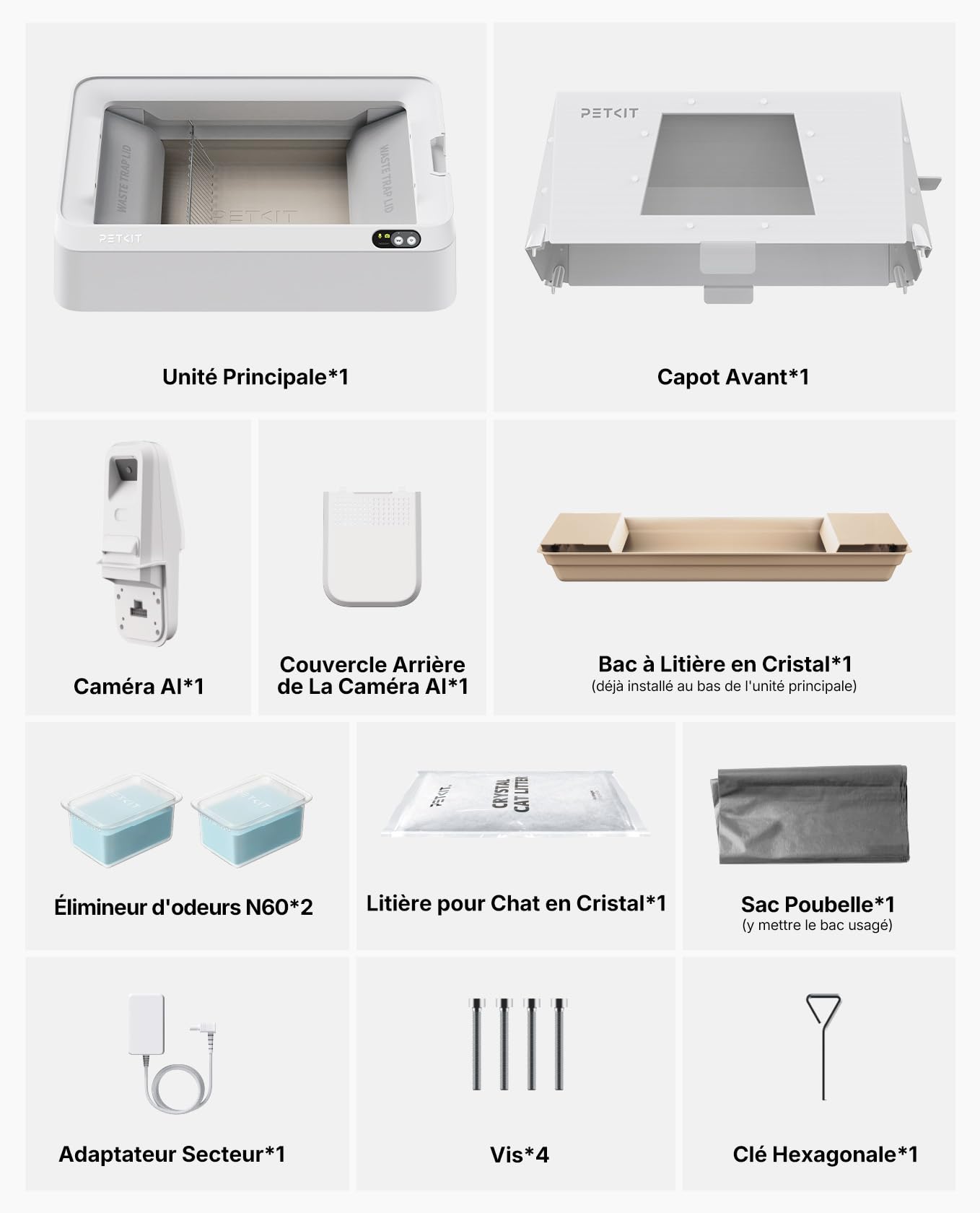 PETKIT PUROBOT Crystal Duo Litiere Chat Autonettoyante avec Capot, Bac Litière Autonettoyante Révolutionnant avec Caméra IA, Espace Ouvert，Surveillance de Santé, Anti-pincement,Double Désodorisation