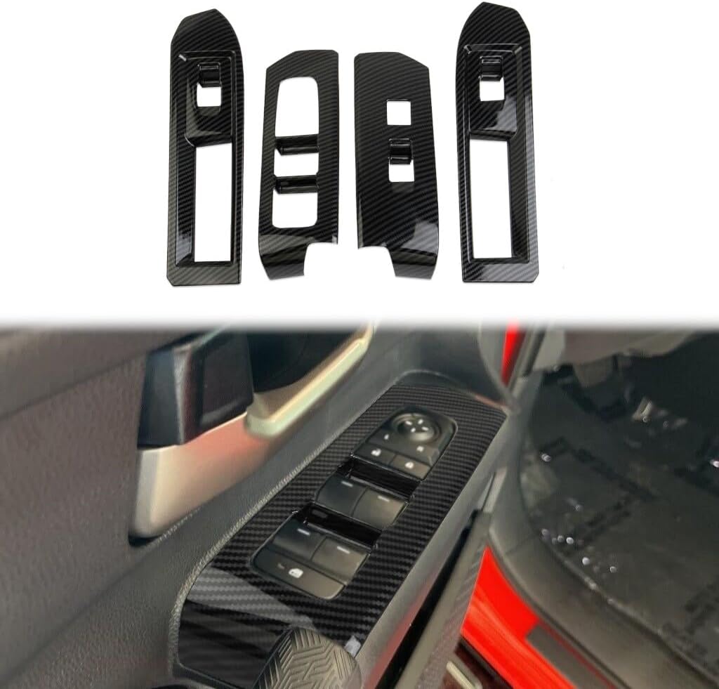 Carbon Fiber Style Interior Door Window Lift Switch Panel Cover Trims Accessoriess for 2024-2025 Toyota Tacoma