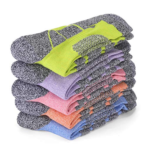 DECDEAL Meias esportivas femininas Malha grossa Meias atléticas de inverno ao ar livre Fitness respi