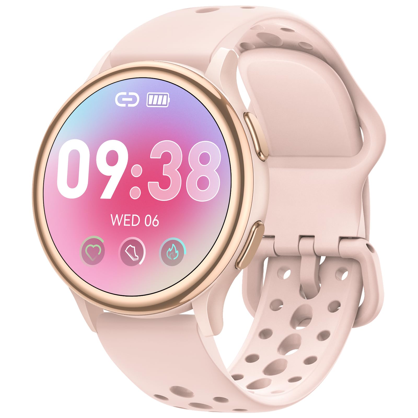KACUBAKU Reloj Inteligente Mujer, 1,26" HD Pulsera Inteligente Mujer, IP68, 24H Pulsómetro, Oxímetro, 110+ Modos Deportivos, Sueño, Función Femenina, Smartwatch para iOS Android Oro Negro