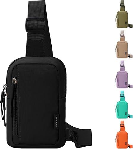 Mayoii Small Crossbody Bag for Women & Men– Lightweight Hiking Sling Bag, Ideal for Travel, Outdoor, Sports, Walking, Black, 13 cm x 5 cm x 21 cm, Fashion