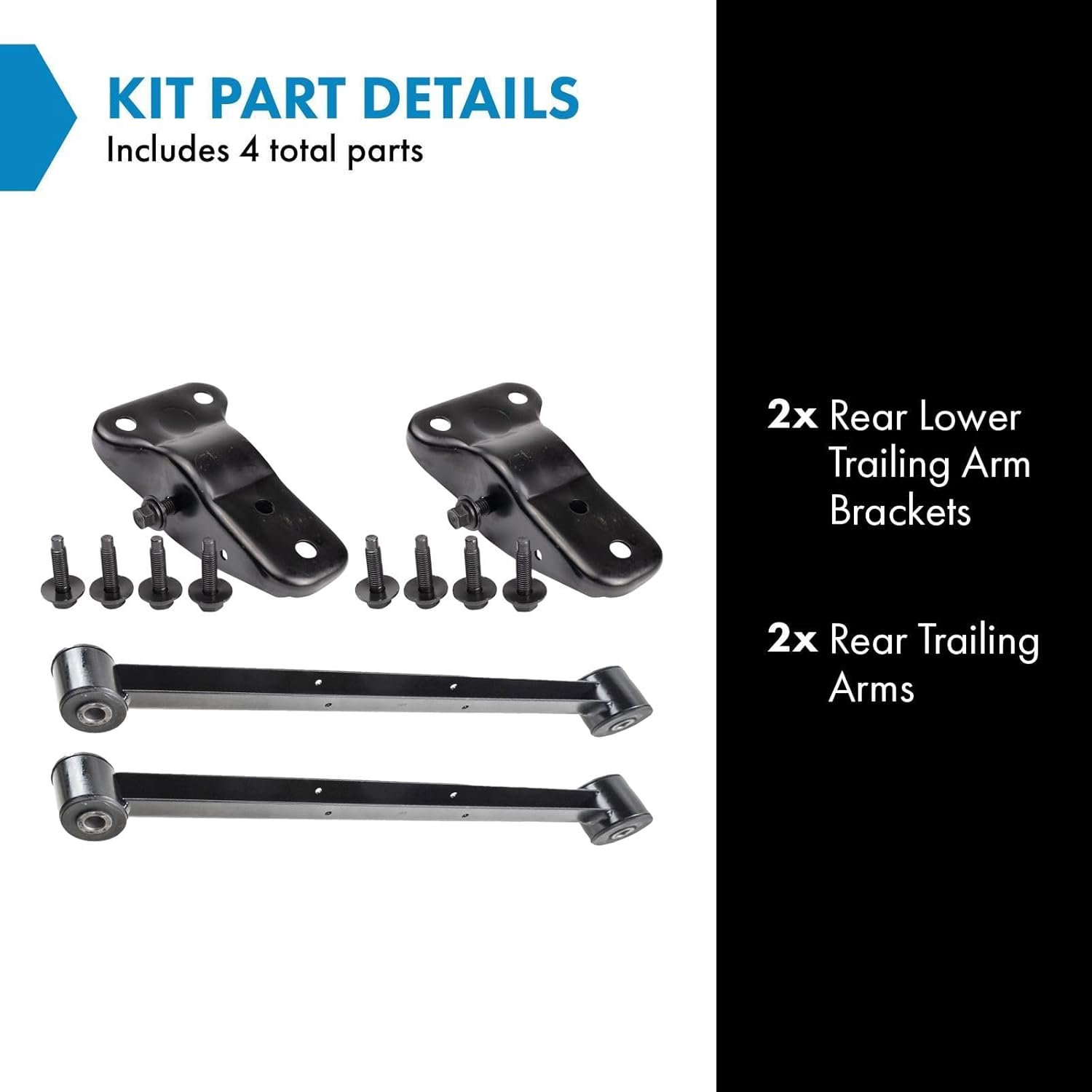 TRQ Rear Suspension Kit Trailing Arm Trailing Arm Bracket Compatible with 88-09 Buick 90-16 Chevrolet 88-02 Oldsmobile 88-08 Pontiac