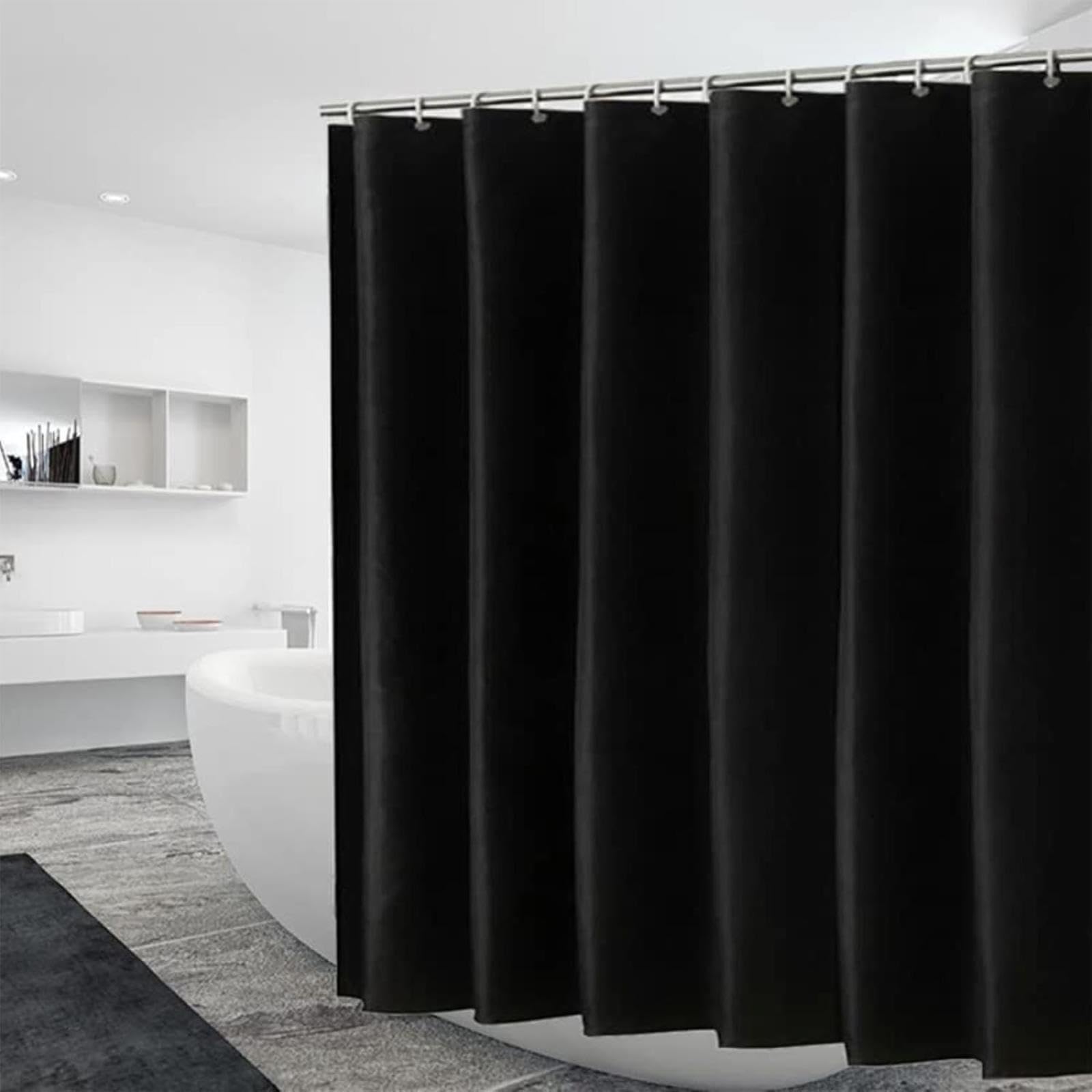 Rideau de douche extra long noir 140 x 265 cm – Lavable et résistant à la moisissure en polyester résistant pour salle de bain et pièce humide Design élégant