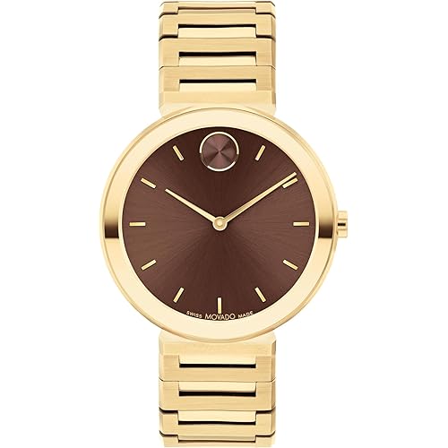 Movado Bold Horizon Ultra Thin Watch for Women - Swiss Made - Water Resistant 3ATM/30 Meters - Sleek and Slim Premium Luxury Wristwatch for Ladies - 34mm