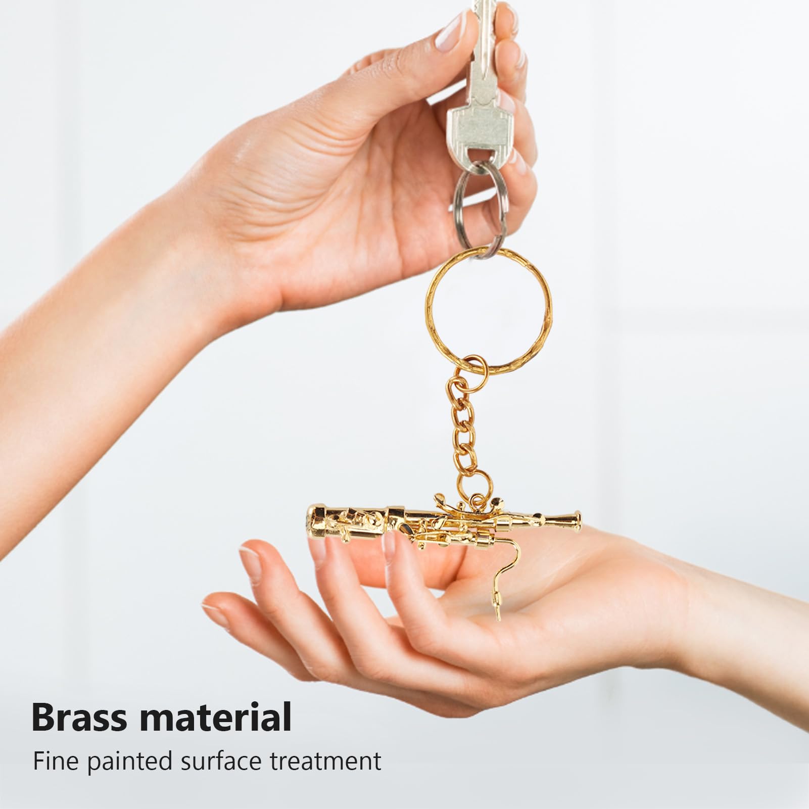 Mini Fagott Schlüsselanhänger, Miniatur Musikinstrument Schlüsselanhänger, Bezaubernder Messing Schlüsselanhänger, Musikinstrument Schlüsselanhänger, Gold