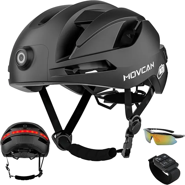 Movcan RAW3 Helmet for Adult Men Women, Smart Bluetooth Helmet with Cameras Front HD 1080P Video Recorder, CPSC Certified