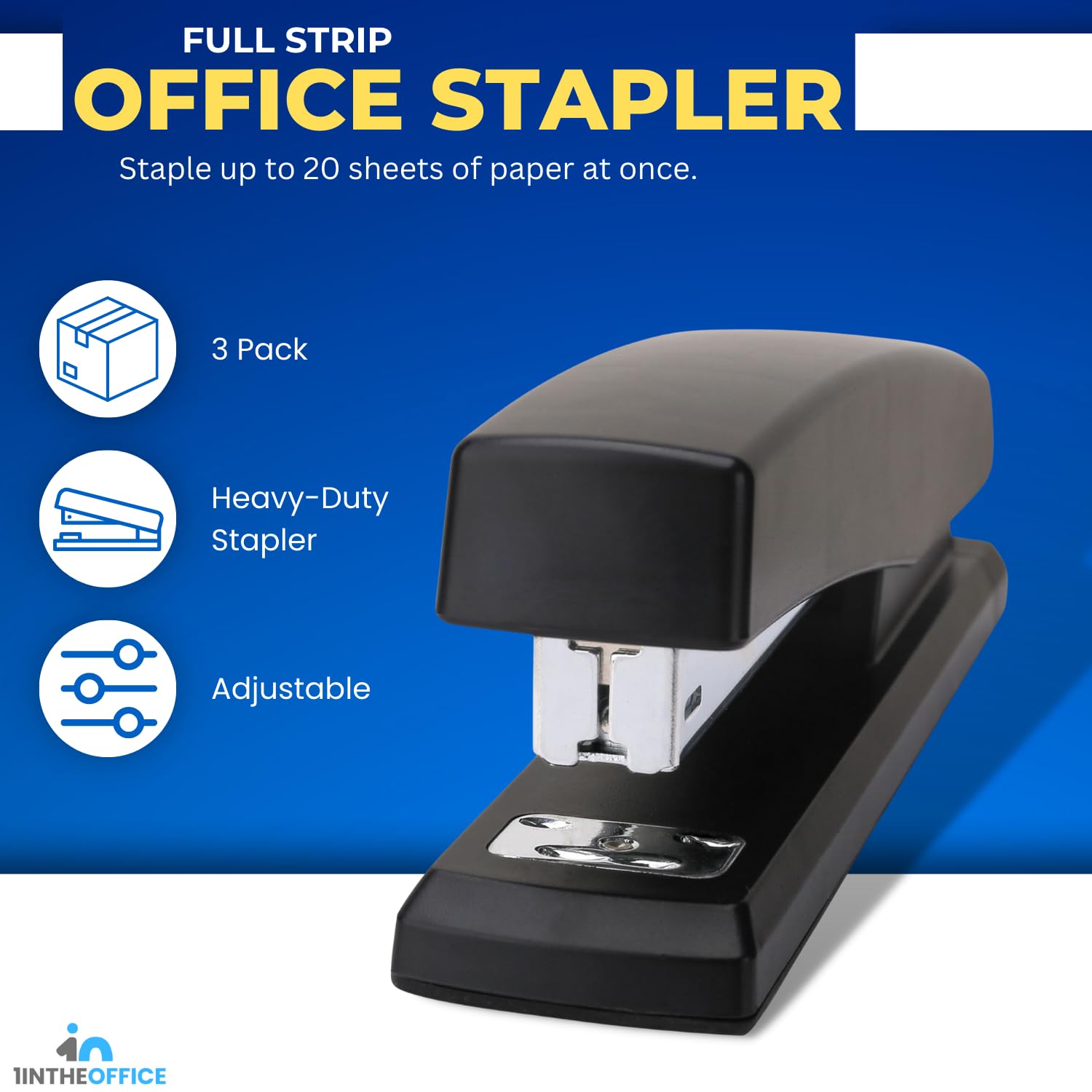 Office Stapler, Heavy Duty Desk Stapler, Black, 20