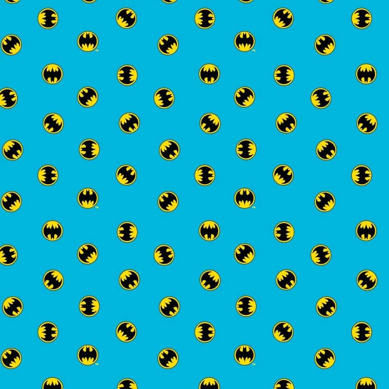 DC Batman Fabric Sold by Half Metre (100% Cotton, Genuine Licensed Fabric, 9 Different Designs) (Batman Fabric - Round Logo Blue)