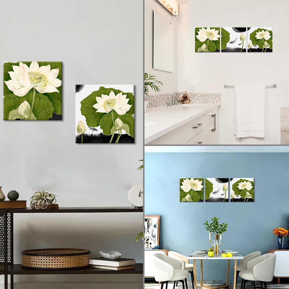 3 Tableaux Fleurs Lumineuses Aquarelle - Lot De 3 Toiles Prêtes à Accrocher 30x40cm Avec Cadre