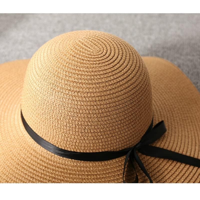 LNNSHX Sombreros Flexibles de Verano Casual Vacaciones Viajes ala Ancha Sol Mujeres Ajustable Plegable (Negro 1)