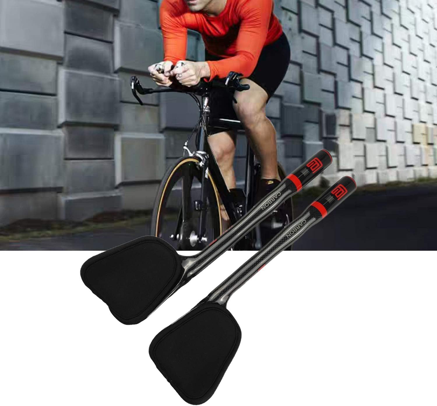 PLATT Guidon de vélo 31,8 en carbone, guidon aérobar pour course/triathlon, prolongateur de guidon Tri Bar, 3K brillant