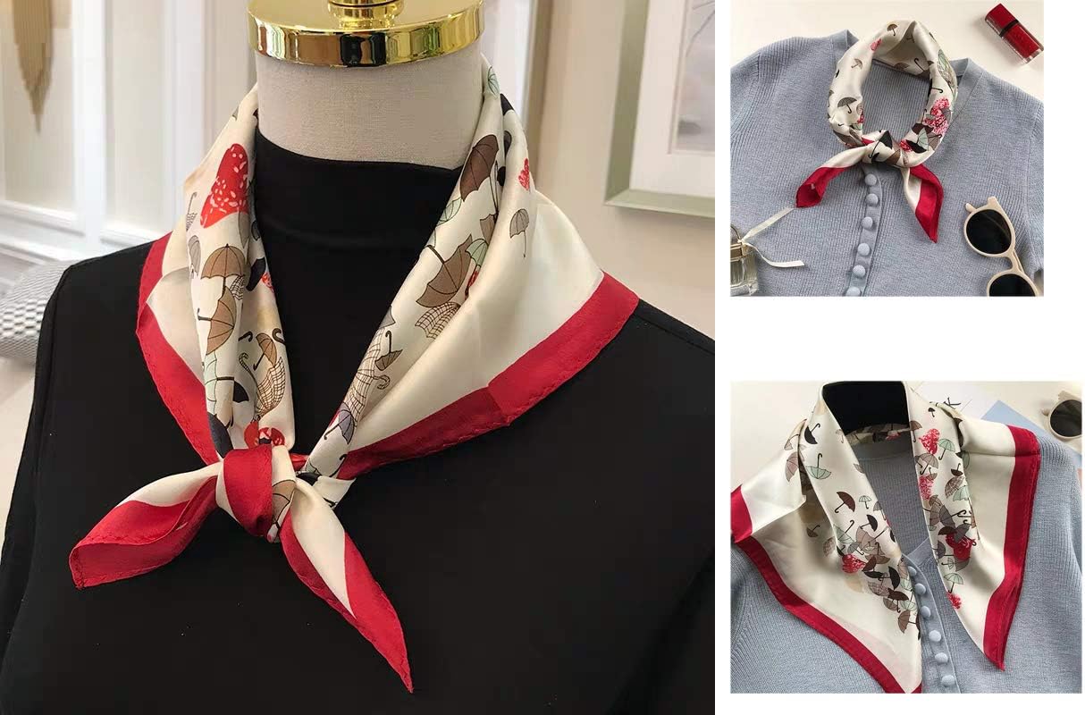 ANDANTINO 100% Mulberry Silk Scarf -21” Lightweight Square Neckerchief – Breathable Digital Printed Scarves with Gift Packed - Image 5