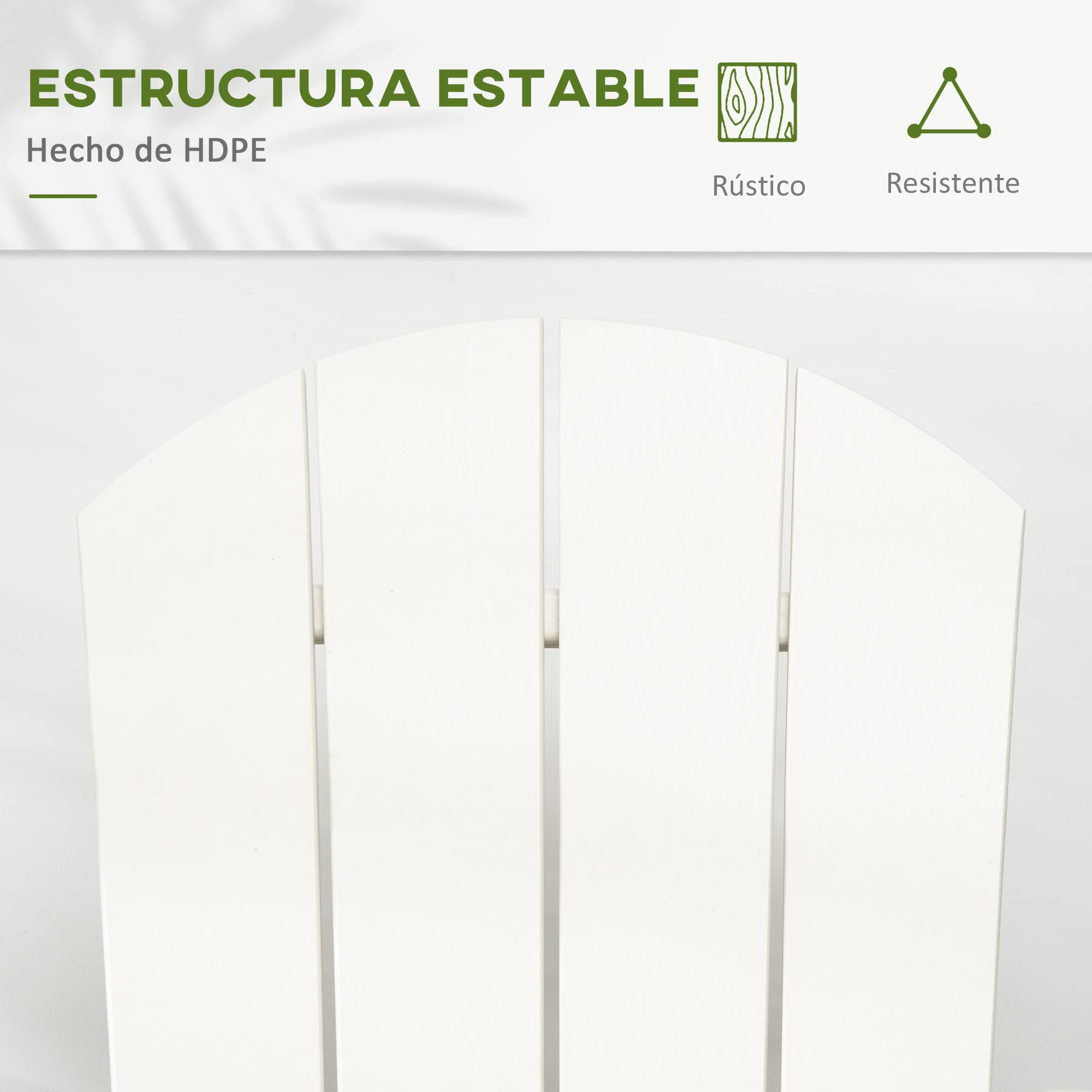 Outsunny Silla Mecedora de Jardín Mecedora para Exterior de Estilo Adirondack de HDPE para Balcón Terraza Patio Carga 120 kg 73,5x93x91,5 cm Blanco
