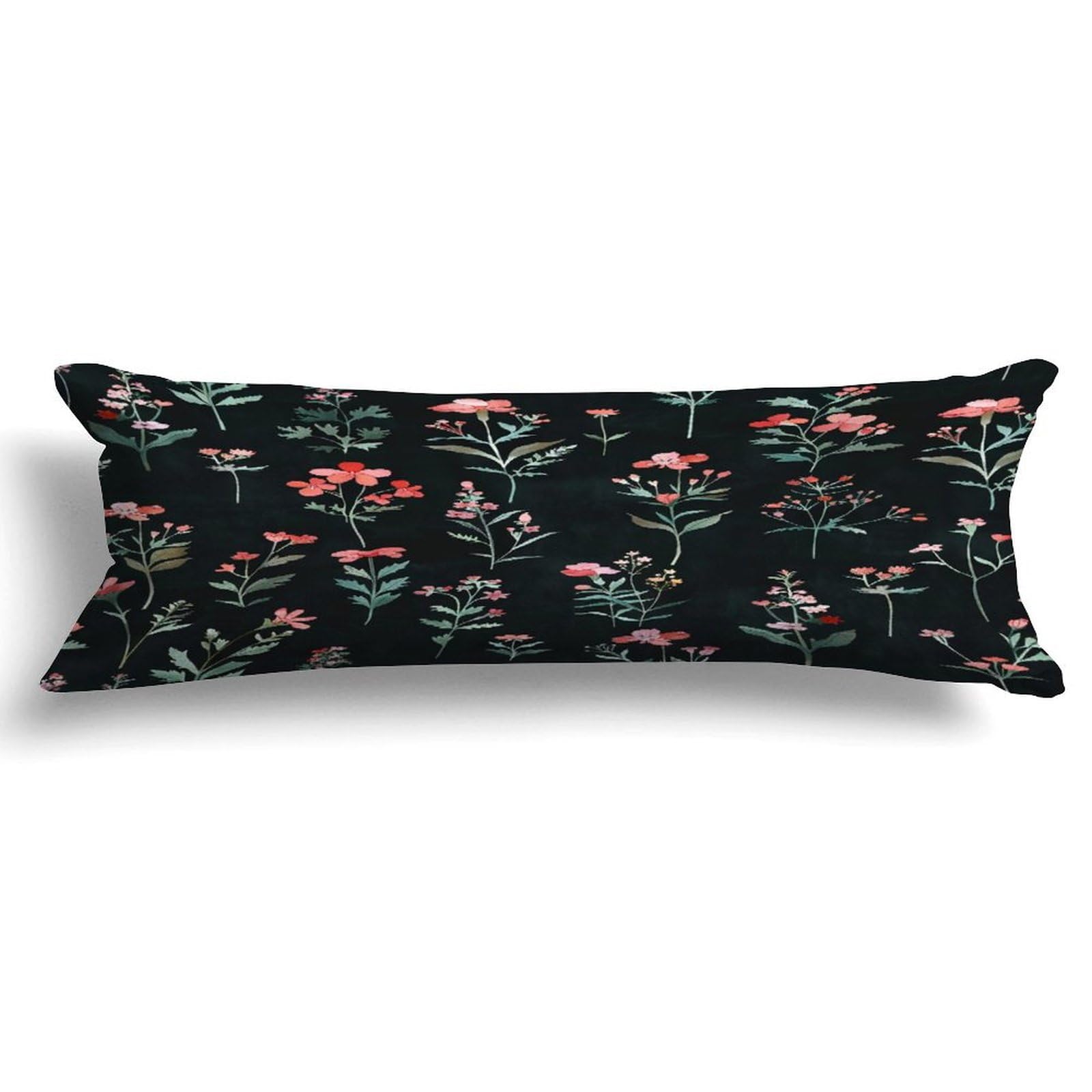 Long Pillow for Sleeping,Botanical Floral Long Body Pillow with Zipper 20x59in,Decorative Rectangle Body Pillowcase Case for Bedding Bedroom Sofa Couch Home Decoration