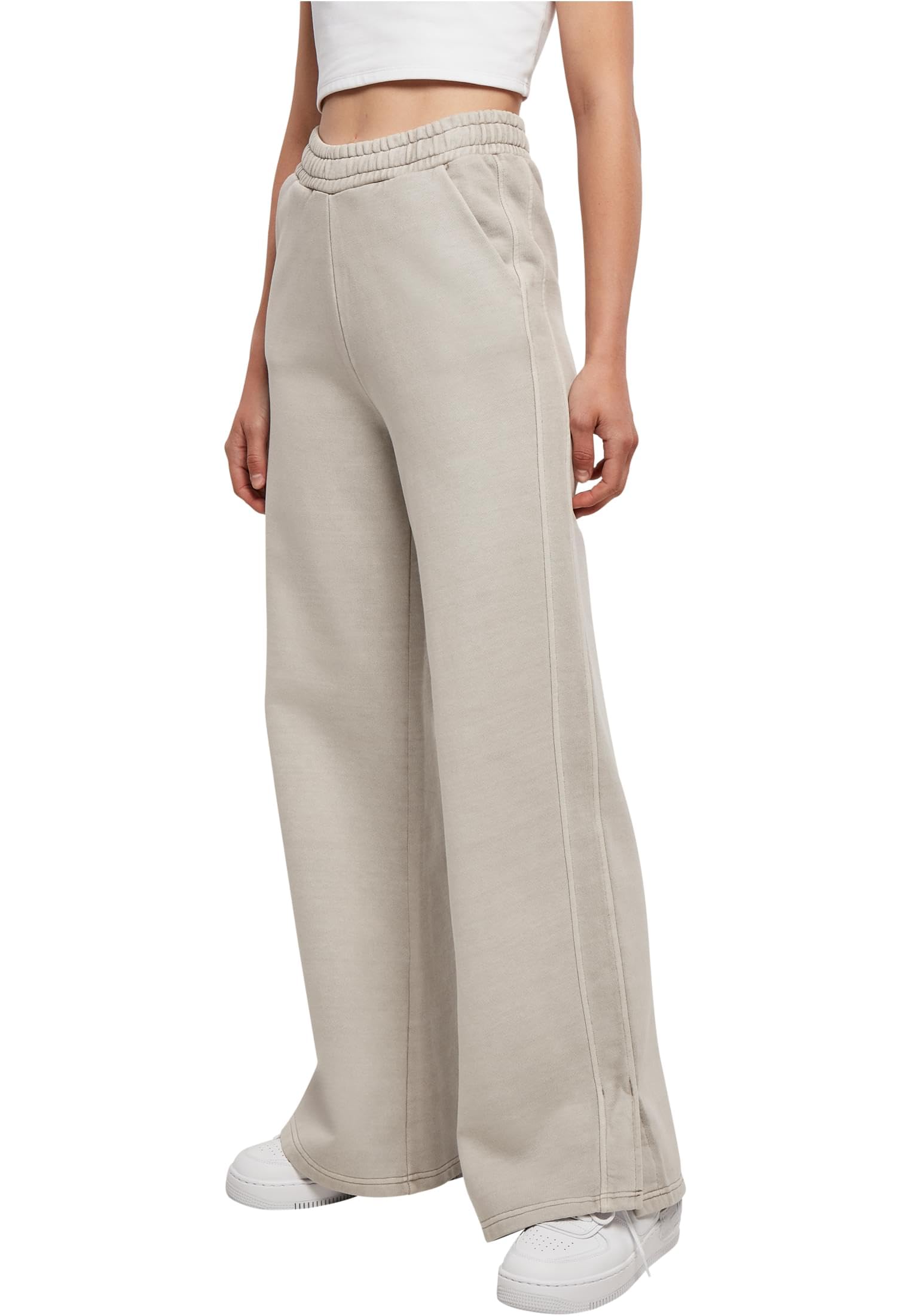 Urban Classics Women's Warm Grey Heavy Terry Garment Dye Slit Pants, Xxxl
