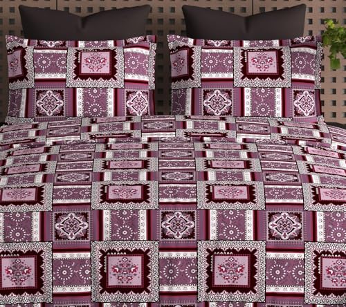 Image of DECOMIZER Cotton Feel All Around Elastic Fitted Glace Printed Single Bed Bedsheet with 1 Large Pillow Cover Fits Upto Mattress of 6 Inches,Size - 42 x 75 x 8 Inches, Cherry Floral