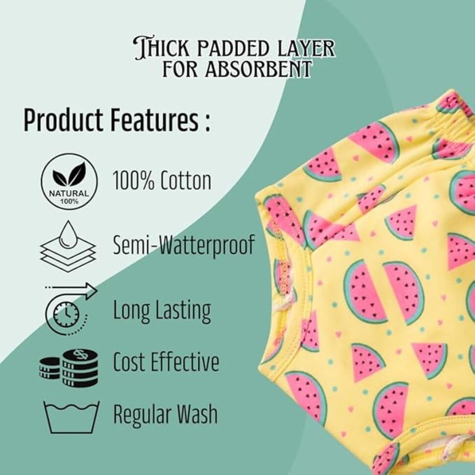Image of Baby Padded Underwear - Soft Cotton Potty Training Pants for Toddlers, Washable & Reusable, Leak-Proof Training Underwear for Boys & Girls