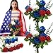 Red, white, blue artificial flowers