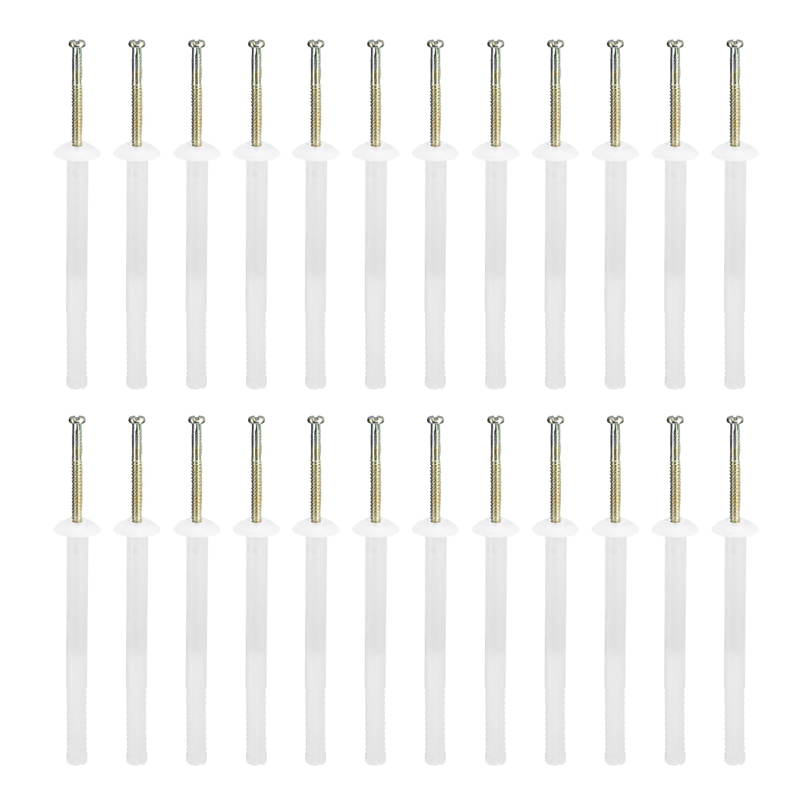 DTGN 1/4" x 3" (D x L) Mushroom Nail Drive Anchors - 50Pack - Good for Furniture Installation - Steel Zinc Nail Nylon Drywall Rivets - White