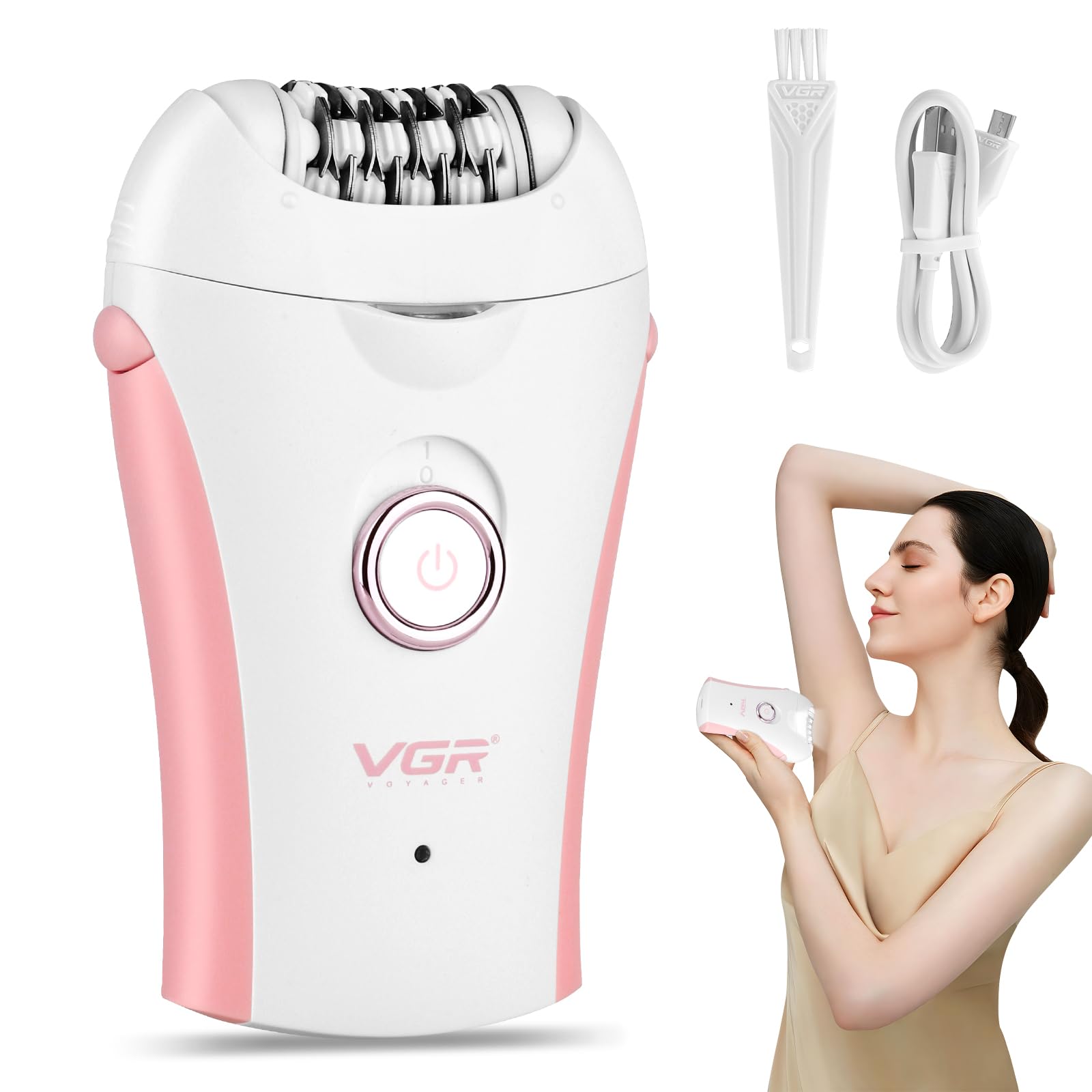 Depiladora Electrica Mujer, 2 Velocidad Ajustes y LED Luz, Recargable e Inalámbrica, 24 Pinzas Cubiertas, 120 Minutos Operación Tiempo, para Cara Pierna Brazo Bikini Axilas