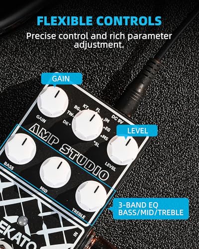 Image of LEKATO Amp Simulator Guitar Effect Pedal with True Bypass Clean to Overdrive for Electric Guitar Bypass (EP-01)