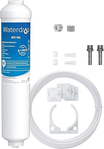 Waterdrop Filtro de agua en línea para refrigerador y máquina de hielo, sistema de filtración de agua potable de alta capacidad certificado NSF con