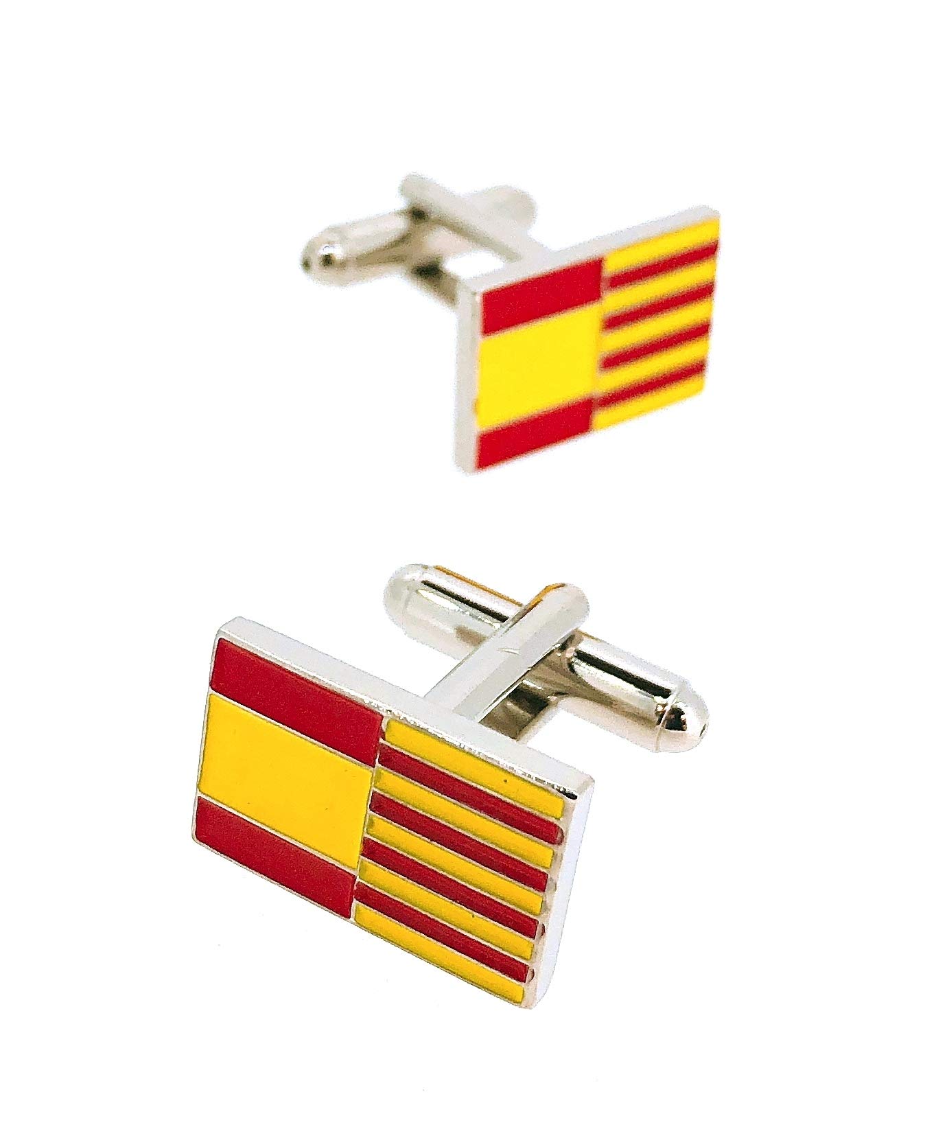 Gemelolandia | Gemelos de Camisa Bandera Cataluña y España Gemelos Originales Para Camisas | Para Hombres y Niños | Regalos Para Bodas, Comuniones, Bautizos y Otros Eventos
